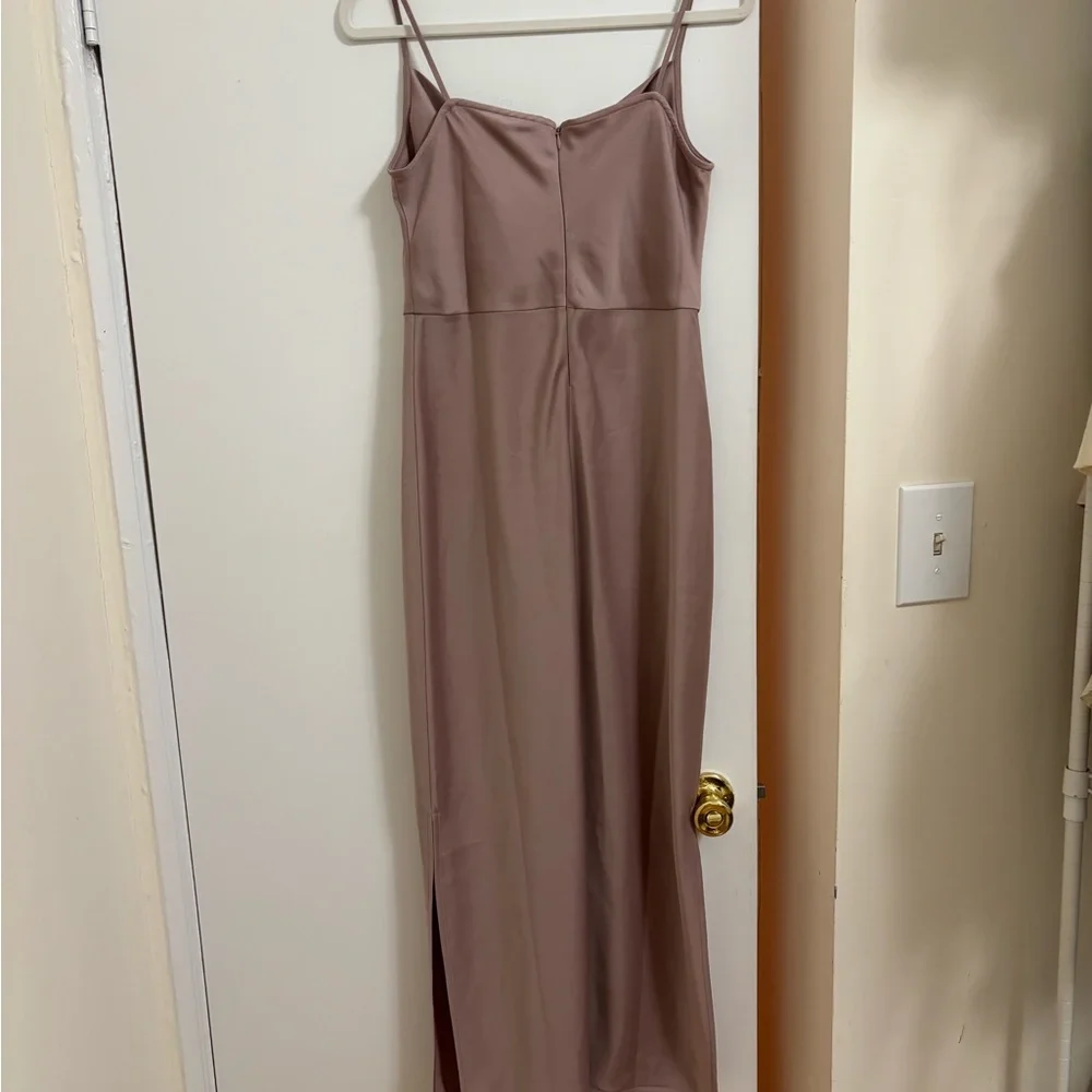 BHLDN Cali Satin Cowl-Neck Midi Slip Dress in Lilac Smoke - Picture 4 of 6